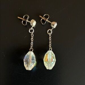 Elegant Silver-tone and Crystal Dangle Earrings